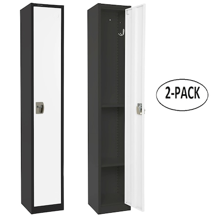 Adiroffice 12 in W, 12 in D, 72 in H, Steel ADI629-201-B-W-PKG-2